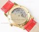 Fake Omega Deville Gold Flower Dial Red Leather Strap Ladies Watches (6)_th.jpg